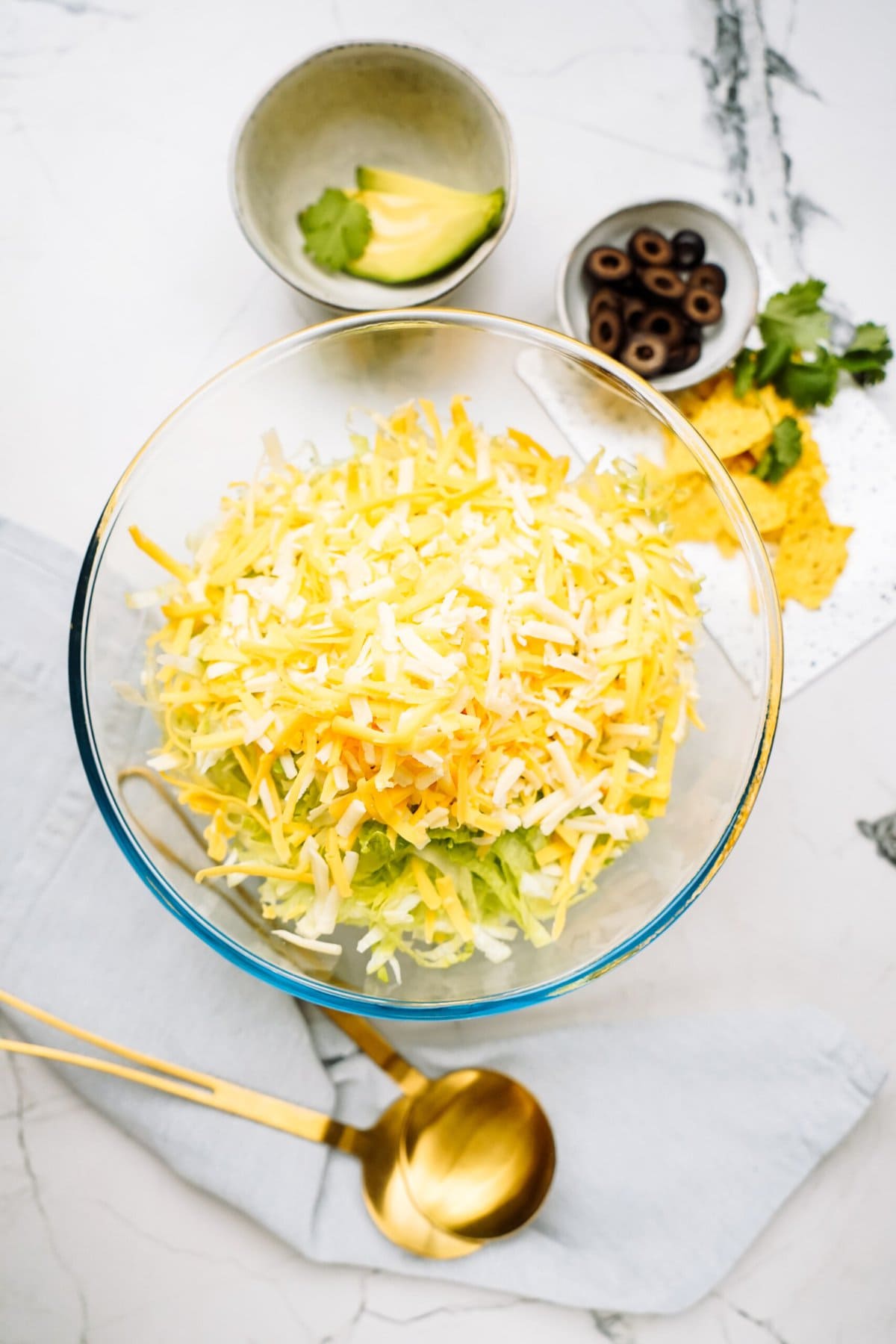 shredded cheese with lettuce 