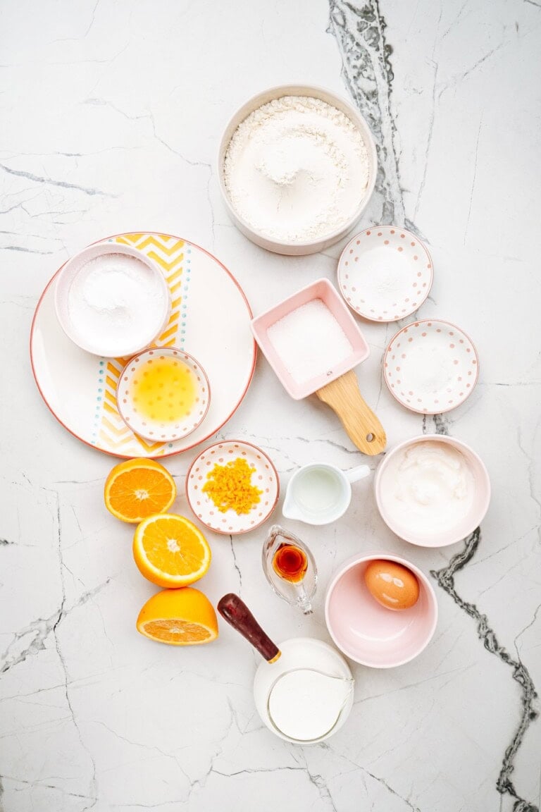 orange scone ingredients on a counter