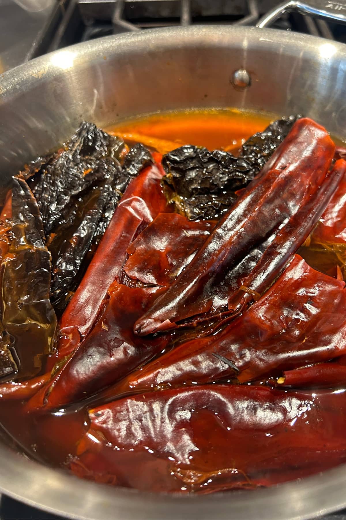 ancho peppers cooking in the instant pot