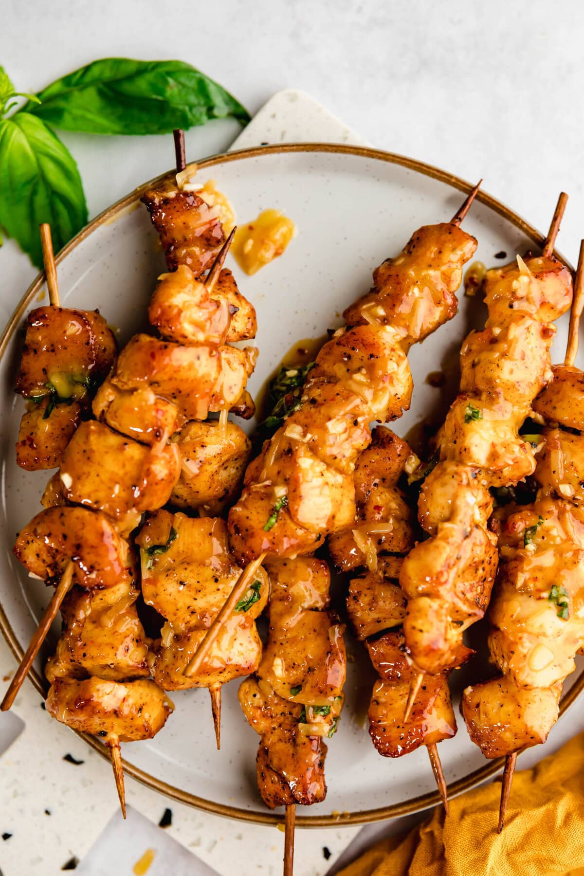 Air Fryer Chicken Skewers on plate