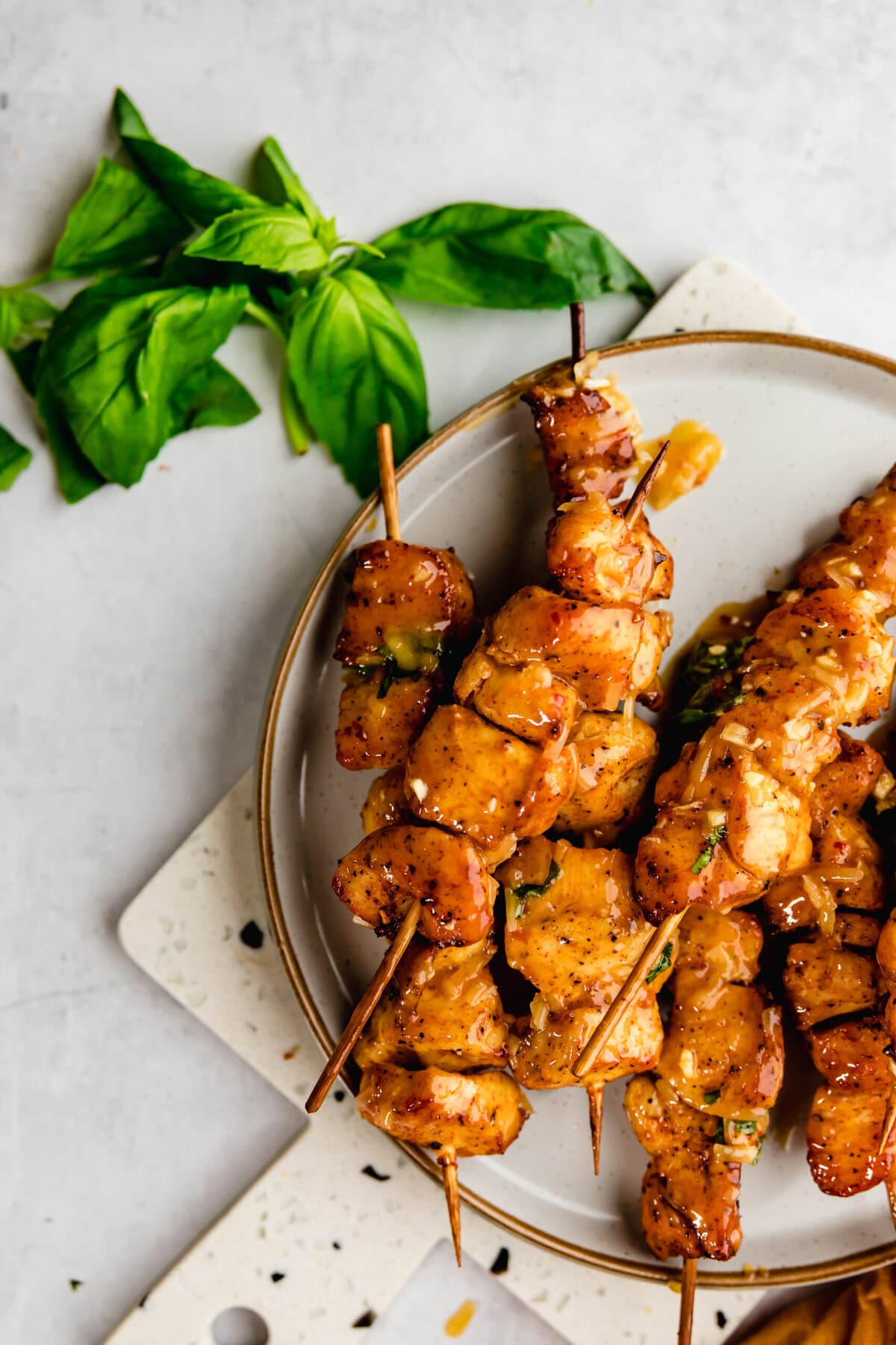 Air Fryer Chicken Skewers on plate