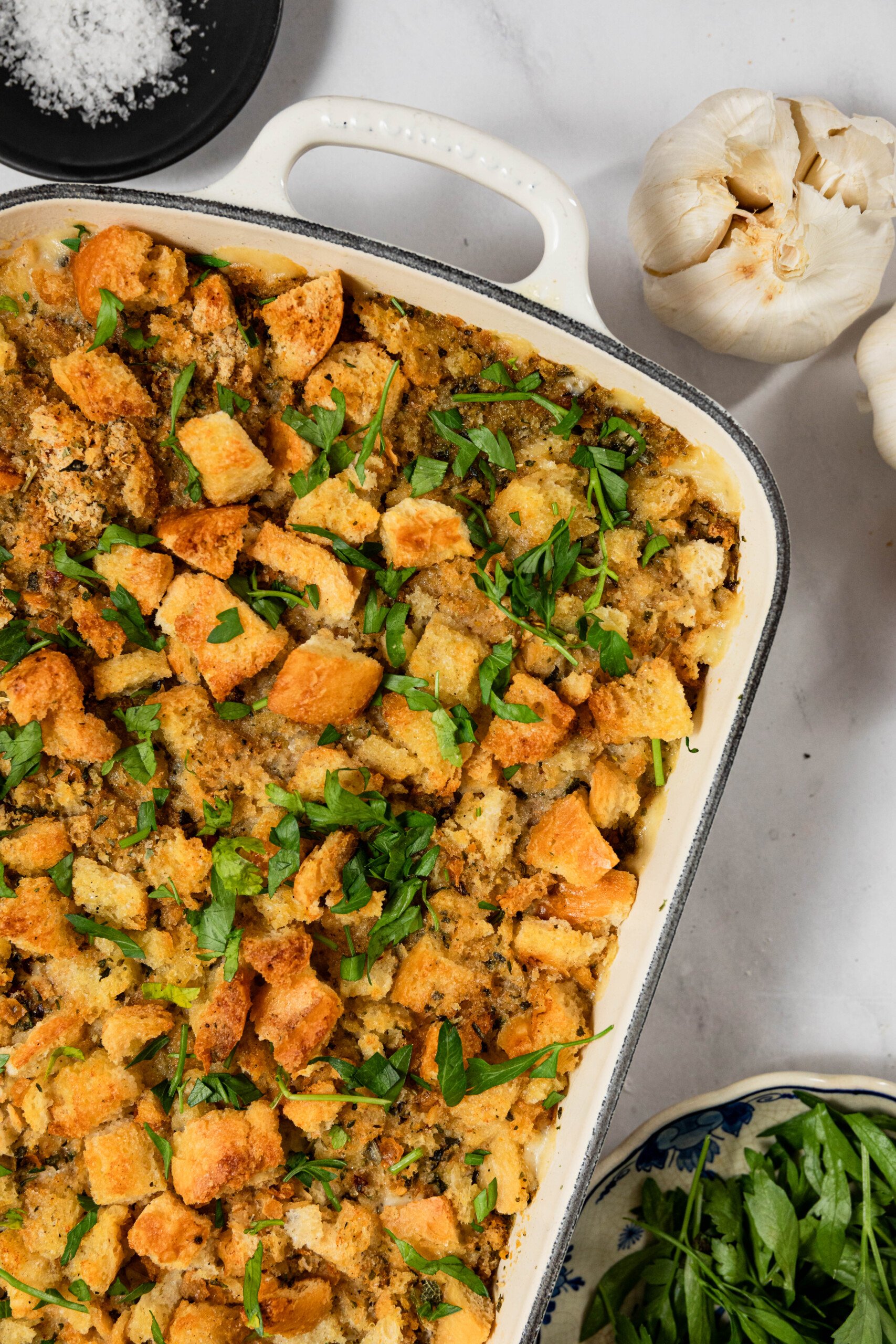 Friendsgiving Casserole in a casserole dish