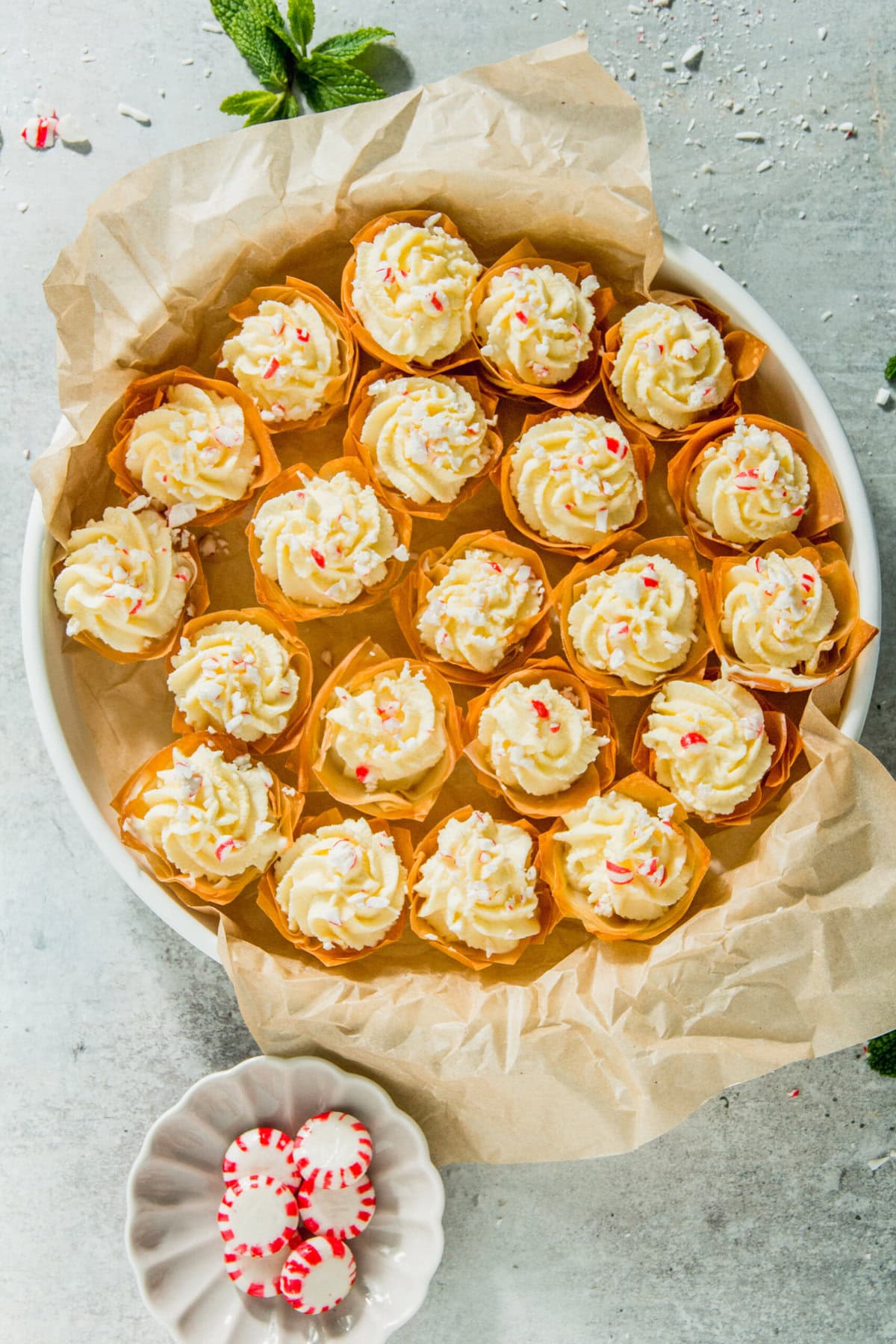 Mini White Chocolate Mint Cheesecake Tarts