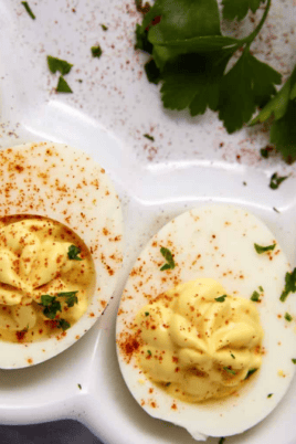 Classic Deviled Eggs Just 4 Ingredients. Photo credit Butter and Baggage.