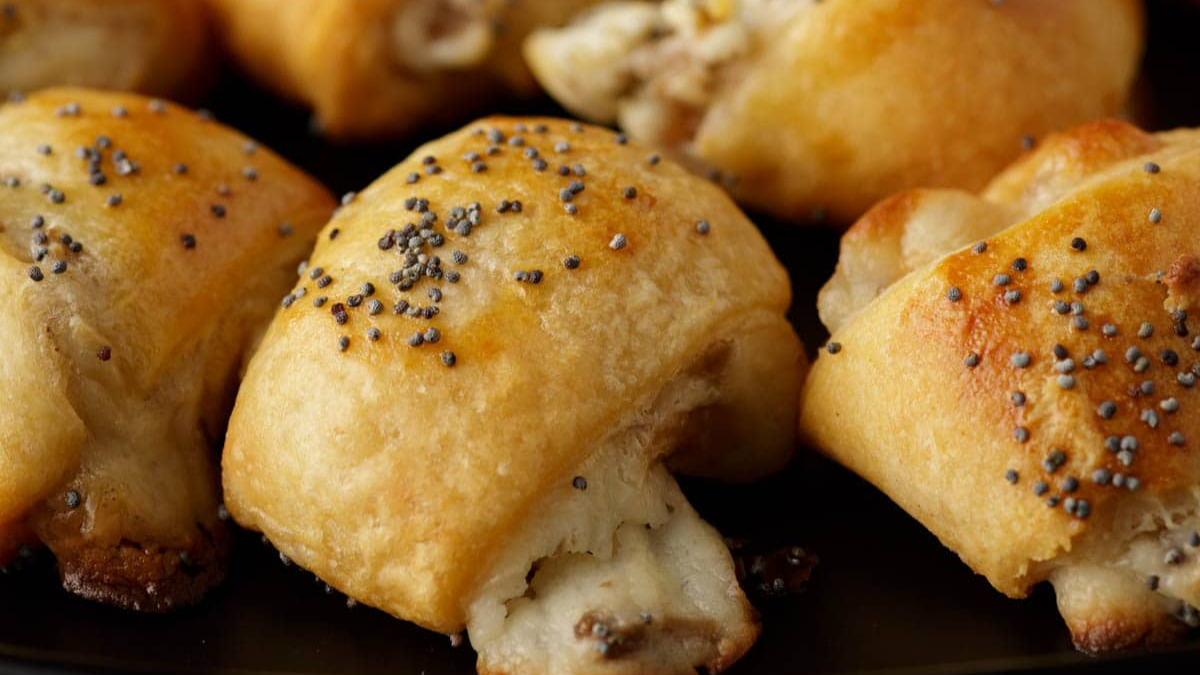 Cream Cheese Crescent Roll Appetizers With Mushrooms. Photo credit Butter and Baggage.