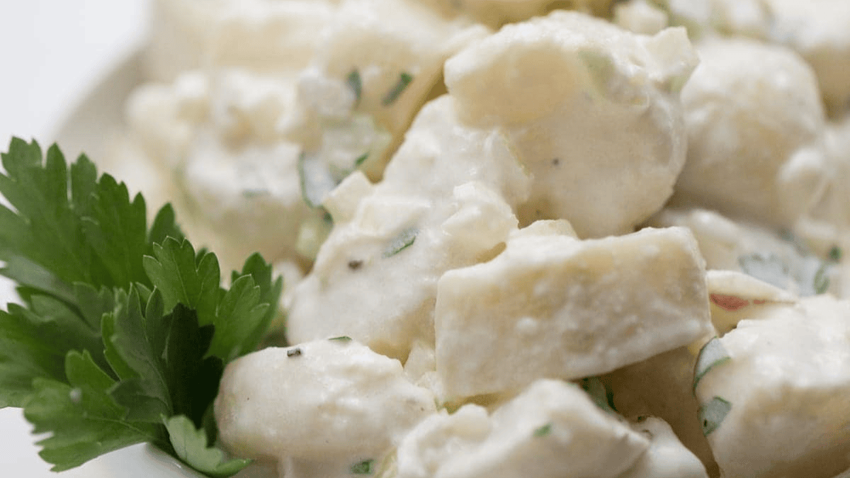 Creamy Potato Salad (No Eggs!). Photo credit Lauren's Latest.