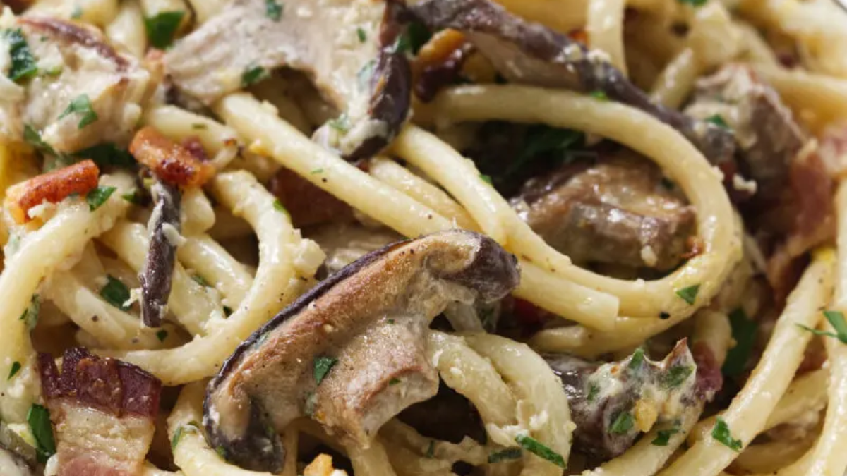 Creamy Wild Mushroom Pasta. Photo credit Savor The Best.