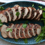 Crockpot Cherry Balsamic Glazed Pork Tenderloin. Photo credit Lauren's Latest.