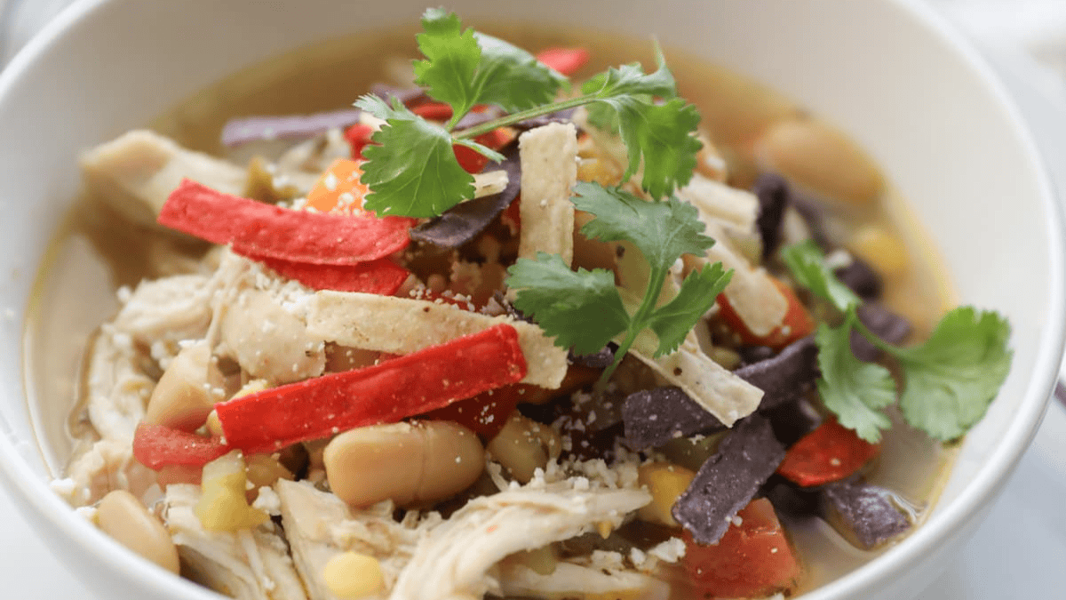 Crockpot Chicken Tortilla Soup. Photo credit Lauren's Latest.