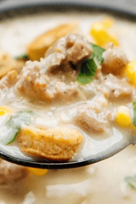 Crockpot Sausage Corn Chowder Recipe. Photo credit Lauren's Latest.