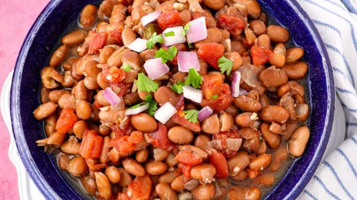 Easy Seasoned Tender Crock Pot Pinto Beans (Vegetarian). Photo credit Intentional Hospitality.