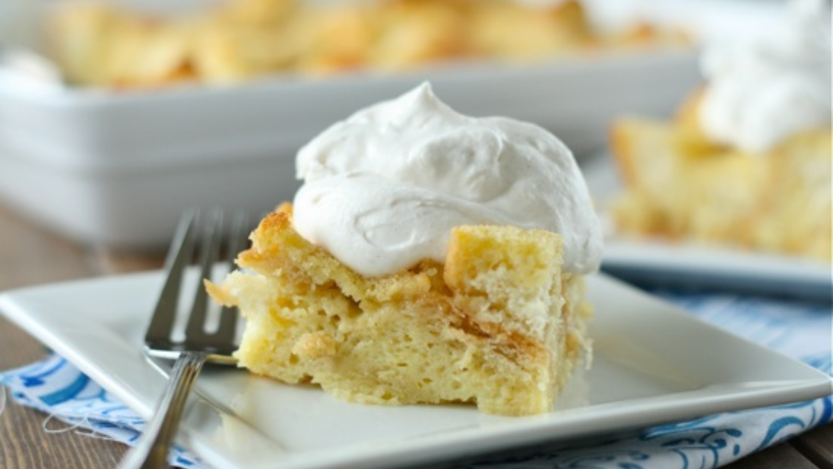 Eggnog Bread Pudding With Cinnamon Whipped Cream. Photo credit Lauren's Latest.