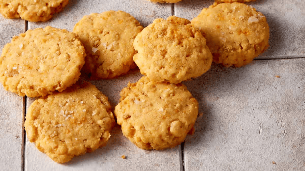 Rice Krispie Cheese Crackers (Cheese Crispies). Photo credit Butter and Baggage.