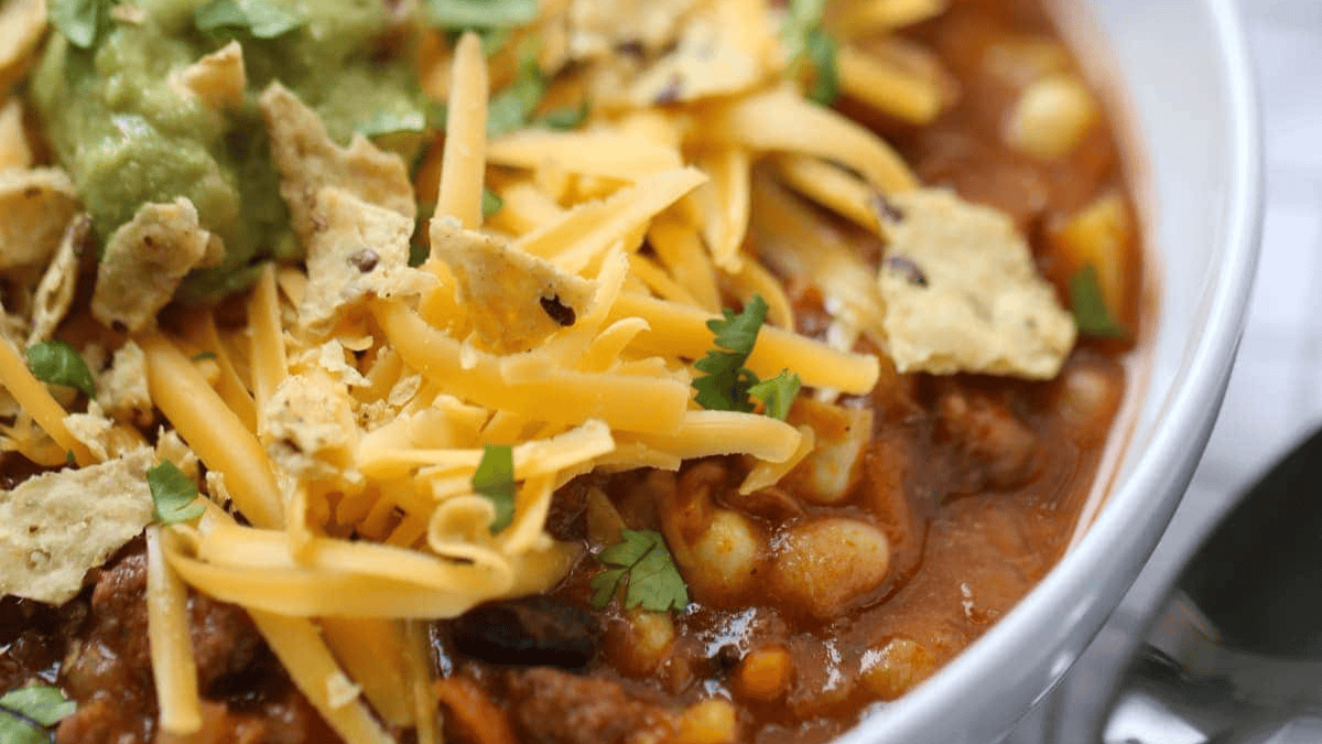 Taco Soup Recipe (Healthy & Hearty). Photo credit Lauren's Latest.