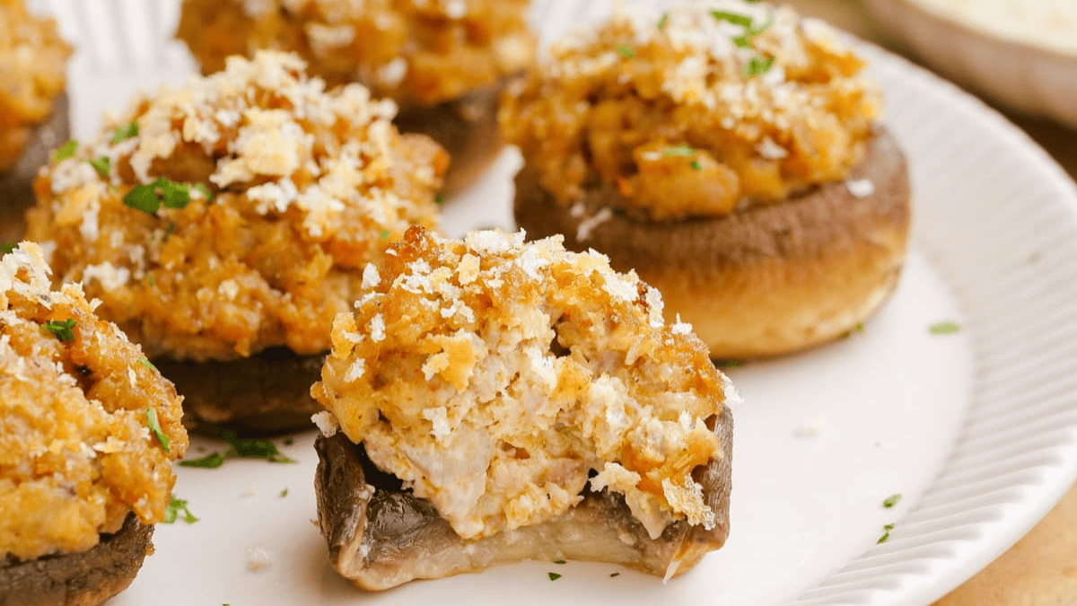 Ultimate Sausage Stuffed Mushrooms. Photo credit Lauren's Latest.