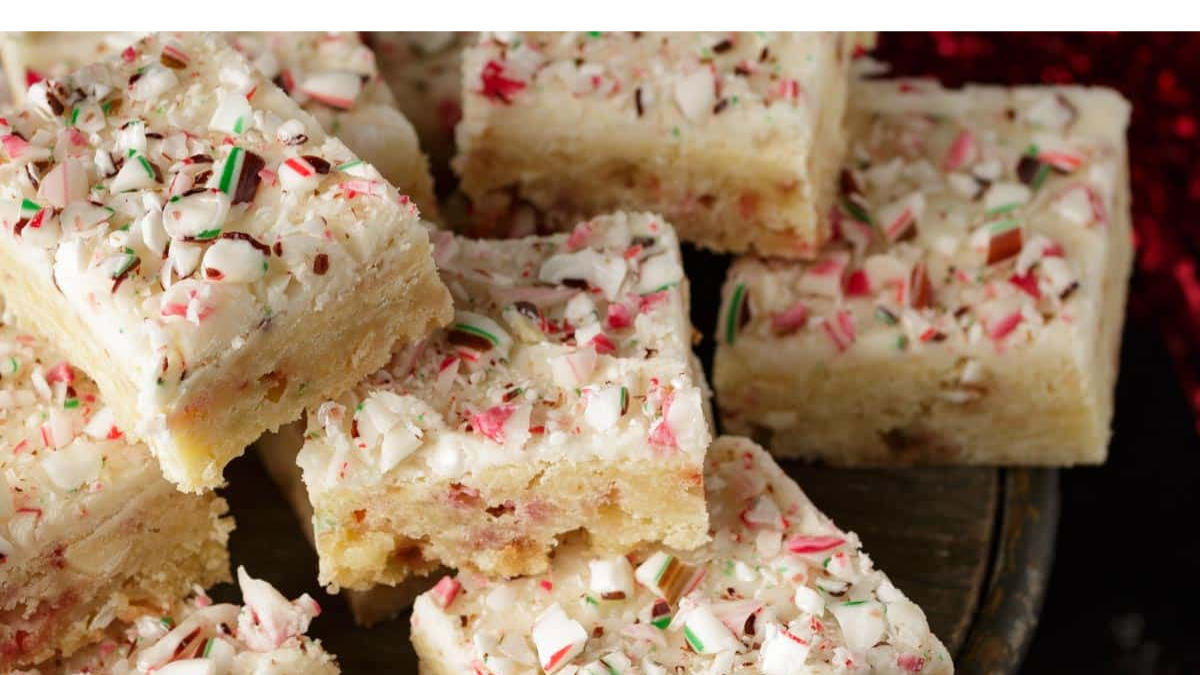 White Chocolate Blondies With Peppermint Frosting!. Photo credit .