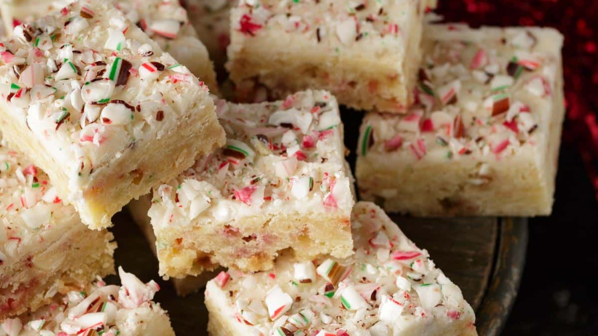 White Chocolate Blondies With Peppermint Frosting!. Photo credit Butter and Baggage.