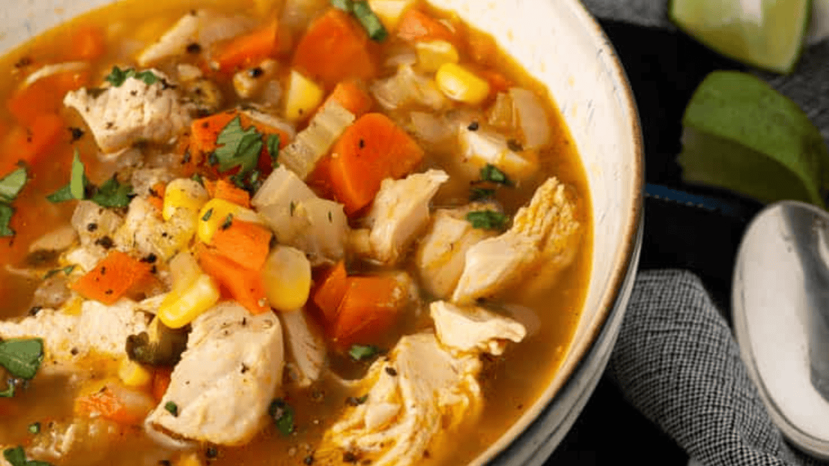 Zesty Chicken Soup With Coriander. Photo credit Butter and Baggage.