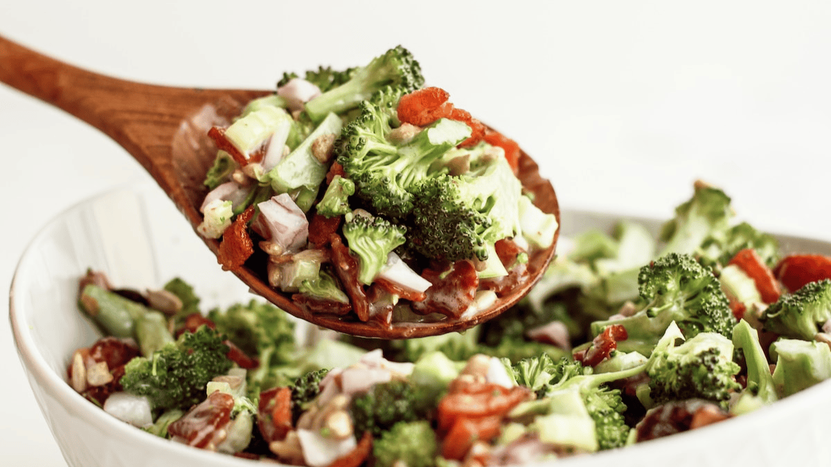 Best Broccoli Salad With Sunflower Seeds And Bacon. Photo credit Lauren's Latest.