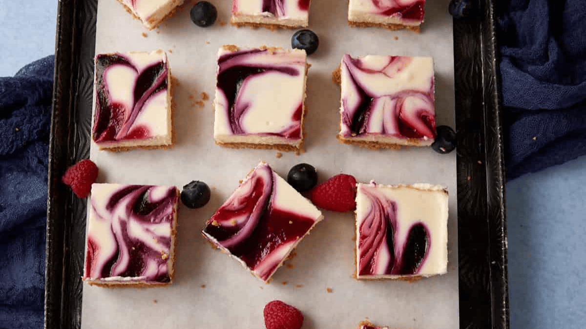 Blueberry Cream Cheese Squares. Photo credit Butter and Baggage.