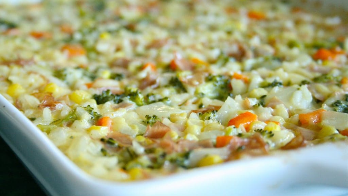 Cheesy Broccoli Rice Casserole. Photo credit Lauren's Latest.