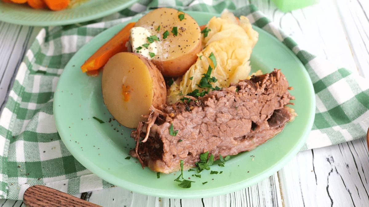 Corned Beef Crock Pot Recipe With Cabbage. Photo credit Southern Plate.