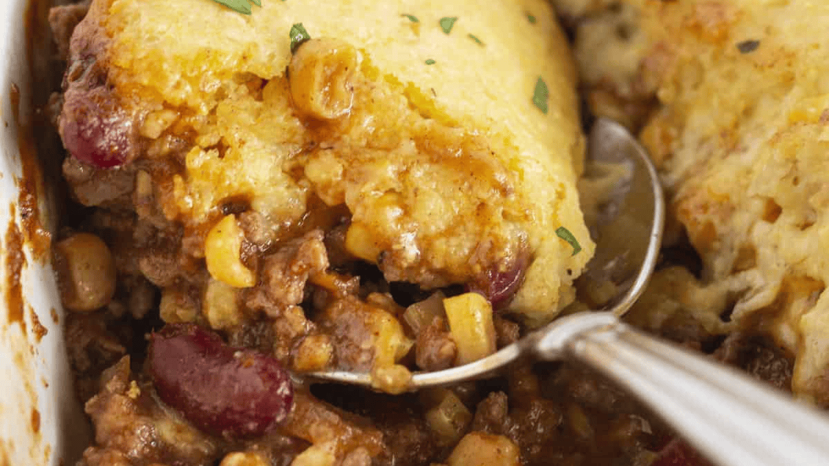 Easy Cowboy Cornbread Casserole. Photo credit Practically Homemade.