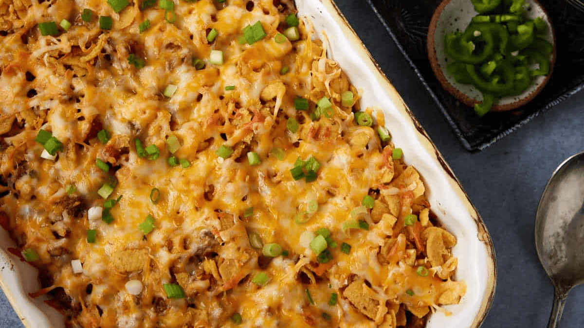 Easy Taco Casserole With Fritos. Photo credit Butter and Baggage.