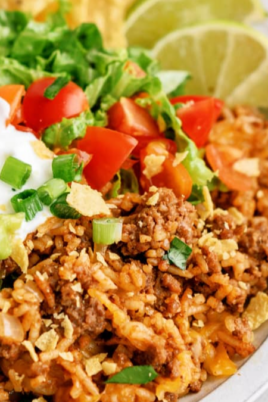Easy Taco Rice. Photo credit Lauren's Latest.