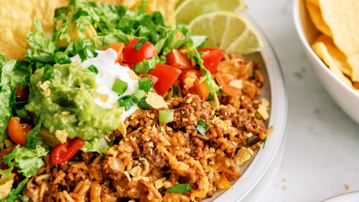 Easy Taco Rice. Photo credit Lauren's Latest.