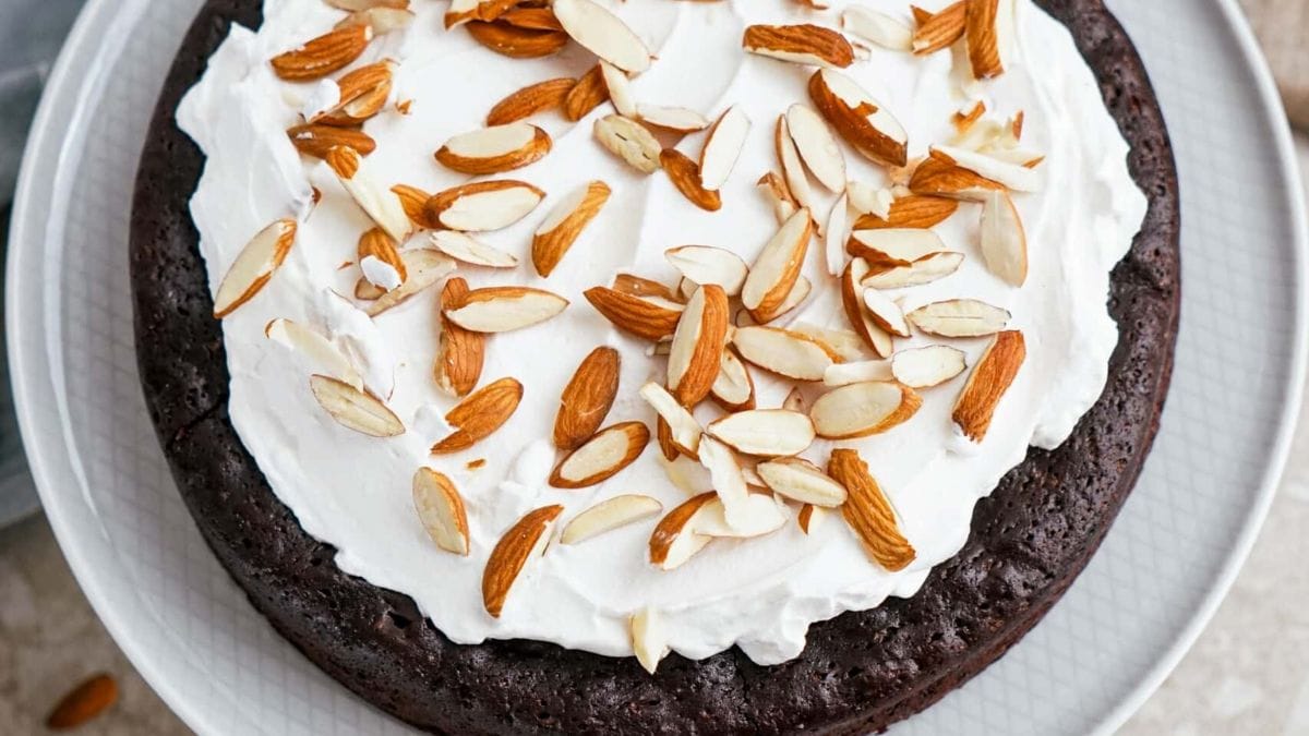 Flourless Chocolate Cake With Almond Whipped Cream. Photo credit Lauren's Latest.