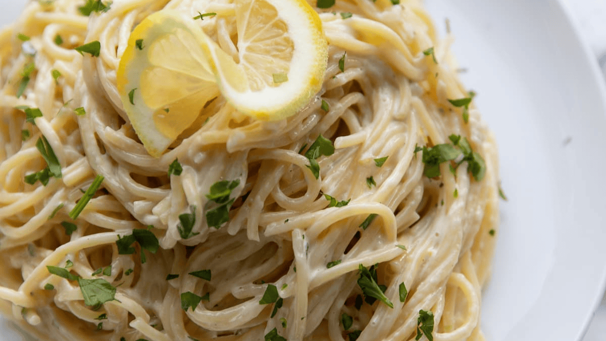 Lemon Chicken Pasta (So Creamy!). Photo credit Lauren's Latest.