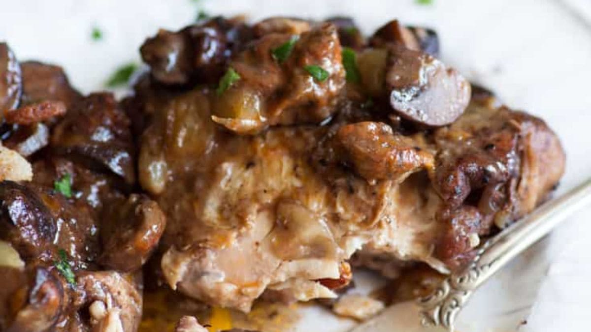 Slow Cooker Coq Au Vin. Photo credit Butter and Baggage.