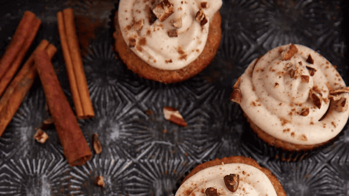 Homemade Banana Carrot Cake Cupcakes with Cinnamon Frosting. Photo credit Butter & Baggage