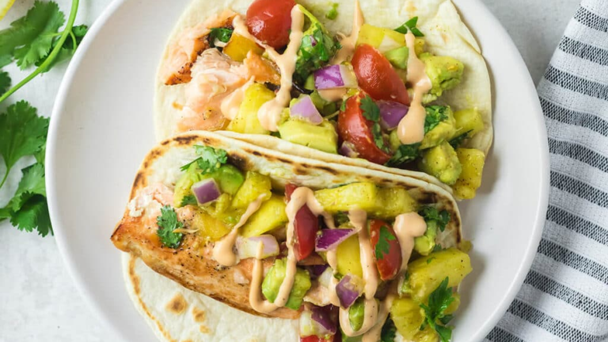 Salmon Tacos With Pineapple Salsa. Photo credit Southern Food and Fun.