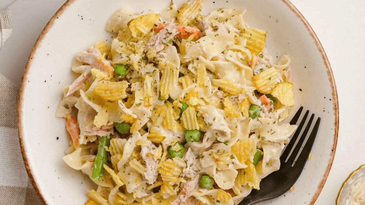 Tuna Noodle Casserole Recipe (No Soup). Photo credit Lauren's Latest.