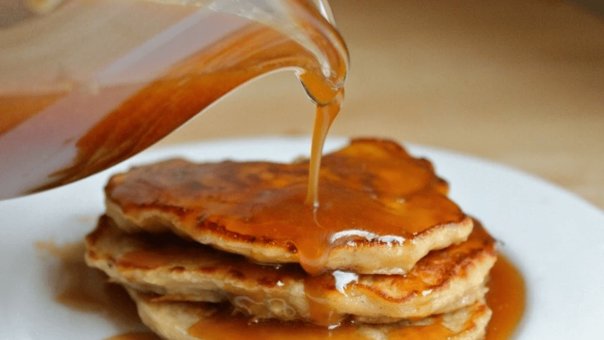 Apple Pancakes with Caramel Syrup. Photo credit Lauren's Latest.