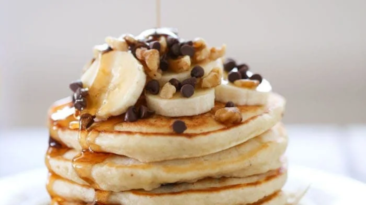 Banana Chocolate Chip Pancakes. Photo credit Lauren's Latest.