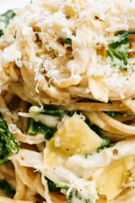 Garlic Chicken & Kale Spaghetti Photo Credit Lauren's Latest.