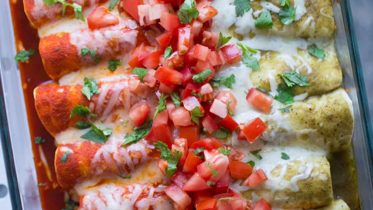 Red and Green Enchiladas. Photo credit Lauren's Latest.