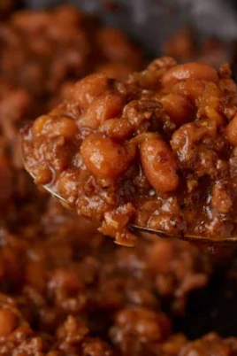 Southern Baked Beans With Hamburger Meat. Photo credit Butter and Baggage.