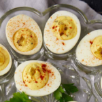Southern Deviled Eggs with Sweet Pickle Relish. Photo credit Butter and Baggage.