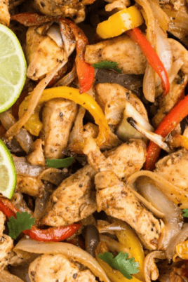 Air Fryer Chicken Fajitas. Photo Credit Semi Homemade Kitchen.