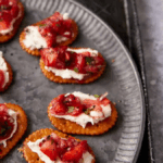 Strawberry Appetizer With Pretzel Crackers. Photo credit Butter and Baggage.