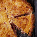 Old Fashioned Rhubarb Custard Pie. Photo credit Butter and Baggage.