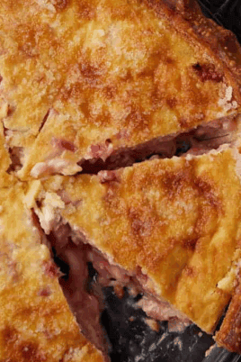 Old Fashioned Rhubarb Custard Pie. Photo credit Butter and Baggage.