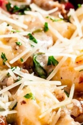 One Pan Gnocchi with Sausage. Photo credit Chew Out Loud.