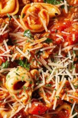 Tuscan Tortellini with Sausage and Spinach. Photo credit Chew Out Loud.
