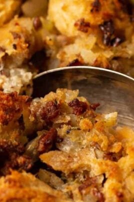 Baked Italian Sausage Stuffing. Photo credit Butter and Baggage.