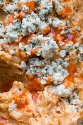 Buffalo Chicken Dip in a pan